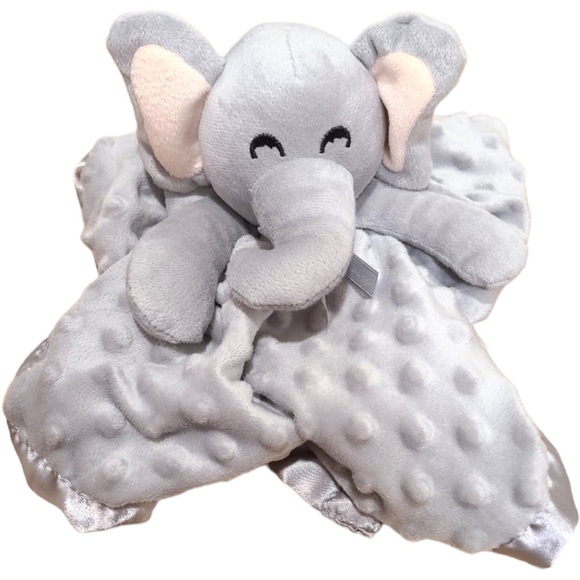 Pro Goleem Elephant Lovey Gray Grey Minky Dot Unisex Crinkle Ears Satin Back 16” - Picture 4 of 13
